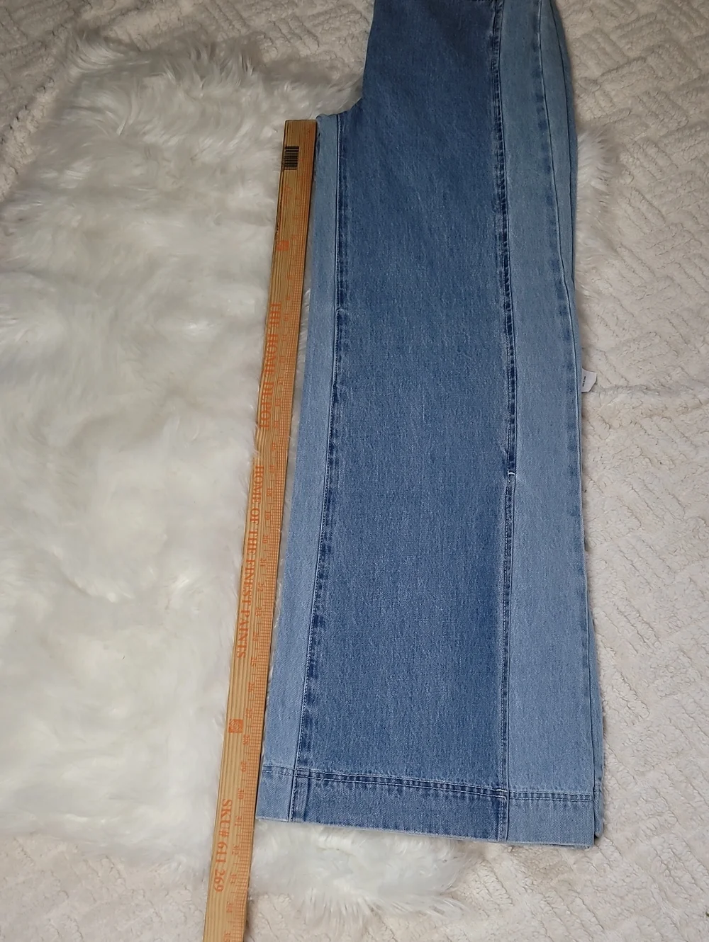 NWT Two-Toned Wide Leg Denim in Medium Blue Something Navy